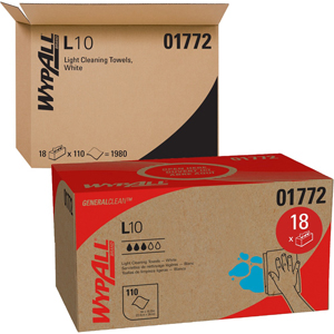 Wypall GeneralClean L10 Light Cleaning Towels - Pop-Up Box - 1 Ply - WhiteBox - 110/Box - 1 Carton