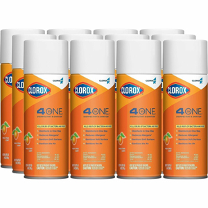 CloroxPro 4 in One Disinfectant & Sanitizer - 14 fl oz (0.4 quart) - Fresh Citrus Scent - Deodorize, Disinfectant - Orange - 12 / Carton