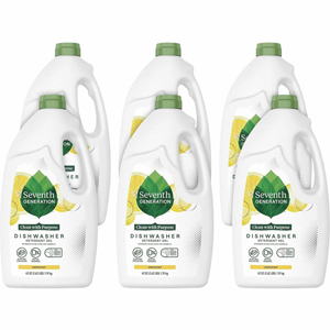 Seventh Generation Dishwasher Detergent - 42 oz (2.62 lb) - Lemon Scent - Bio-based, Phosphate-free, Chlorine-free, Fragrance-free, Gluten-free, Dye-free, Residue-free, Scent-free - Clear - 6 / Carton