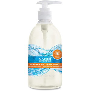 Seventh Generation Purely Clean Hand Wash - Fresh Lemon & Tea Tree Scent - 12 fl oz - Pump Bottle Dispenser - Kill Germs, Bacteria Remover - Hand - Antibacterial - Clear - Dye-free, Phthalate-free, Bio-based, Rich Lather, Gluten-free - 8 / Carton
