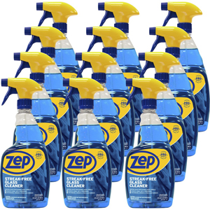 Zep Streak-Free Glass Cleaner - 32 fl oz (1 quart) - Streak-free, Quick Drying - Blue - 12 / Carton