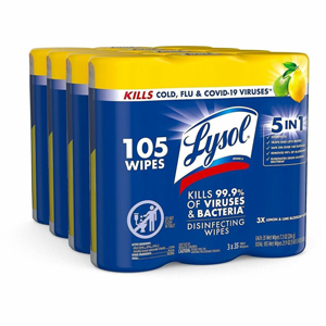 Lysol Disinfecting Wipes - For Multi Surface - Wipe - Lemon Scent - Recommended For: Bacteria Remover, Virus Remover, Allergen Remover, Pet Dander Remover, Dust Mite Remover, Pollen Remover - Disinfectant, Antibacterial - White - 35/Tub - 4 / Carton