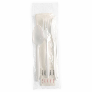 Genuine Joe 6-Piece Fork/Knife/Spoon Utensil Kit - 250 Piece(s) - Cutlery Set - 1 x Spoon - 1 x Fork - 1 x Knife - Disposable - Polypropylene - White - 1 Carton