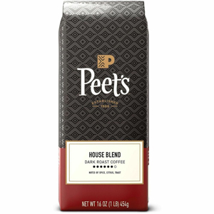 Peet's Ground House Blend Coffee - Regular - Dark - 16 oz Per Bag - Ground - 1 Each
