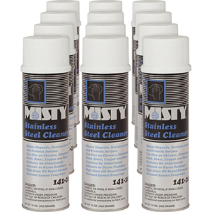 MISTY Stainless Steel Cleaner - Lemon Scent - Oil Based - Silver, Black - 12 / Carton
