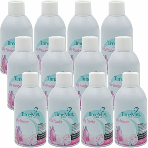 TimeMist Metered 30-Day Baby Powder Scent Refill - Spray - 6000 ft³ - 5.3 fl oz (0.2 quart) - Baby Powder - 30 Day - Long Lasting, Odor Neutralizer - 12 / Carton