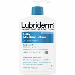 Lubriderm Daily Moisture Lotion Fragrance-Free - Lotion - 16 fl oz - For Dry Skin - Applicable on Body, Face - Moisturising, Fragrance-free, Absorbs Quickly, Lightweight, Paraben-free, Phthalates-free, Dye-free - 12 / Carton