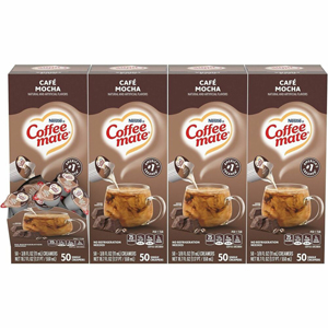 Coffee mate Cafe Mocha Nondairy Liquid Creamer Singles - Cafe Mocha Flavor - 0.38 fl oz (11 mL) - 200 Serving - 50/Box - 4 / Carton