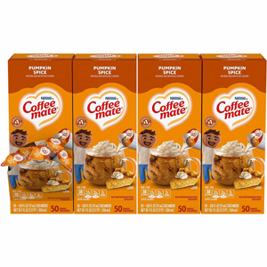 Coffee mate Pumpkin Spice Nondairy Liquid Creamer Singles - Pumpkin Spice Flavor - 0.38 fl oz (11 mL) - 200 Serving - 50/Box - 4 / Carton