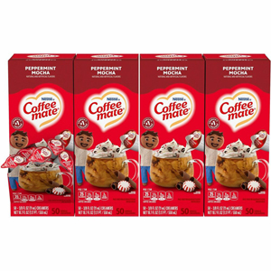 Coffee mate Peppermint Mocha Nondairy Liquid Creamer Singles - Peppermint Mocha Flavor - 0.38 fl oz (11 mL) - 200 Serving - 50/Box - 4 / Carton
