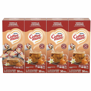 Coffee mate Vanilla Caramel Nondairy Liquid Creamer Singles - Vanilla Caramel Flavor - 0.38 fl oz (11 mL) - 200 Serving - 50/Box - 4 / Carton