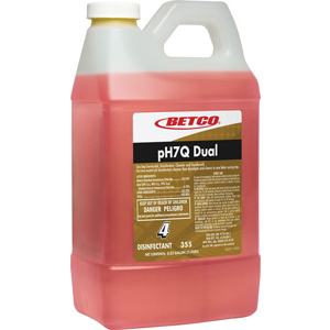 Betco pH7Q Dual Neutral Disinfectant Cleaner - Concentrate - 67.6 fl oz (2.1 quart) - Pleasant Lemon Scent - Deodorant, pH Neutral, Spill Proof - Light Amber - 4 / Carton