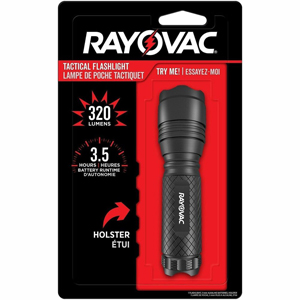 Rayovac RoughNeck 3AAA LED Tactical Flashlight - LED - 260 lm Lumen - 3 x AAA - Alkaline - Battery - Aluminum - Water Resistant, Drop Resistant - Black - 1 Each