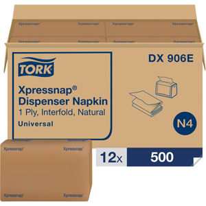 TORK Xpressnap Natural Dispenser Napkin N4 - 1 Ply - Interfolded - 8.50