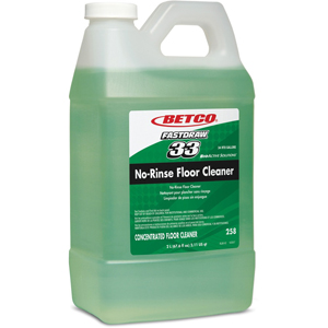 Betco FastDraw 33 No-Rinse Floor Cleaner - Concentrate - 64 fl oz (2 quart) - Rain Fresh Scent - Rinse-free, Non-flammable, Glycol-free, Petroleum Free, Phosphate-free, Water Soluble, Silicate-free - Light Green - 4 / Carton