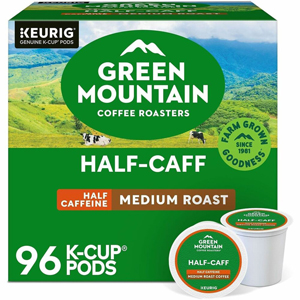 Green Mountain Coffee Roasters K-Cup Half-Caff Coffee - Compatible with Keurig Brewer - K-Cup - Half Caff - 24/Box - 4 / Carton
