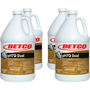 Betco pH7Q Dual Neutral Disinfectant Cleaner - Concentrate - 128 fl oz (4 quart) - Pleasant Lemon Scent - Deodorize, pH Neutral - Light Amber - 4 / Carton
