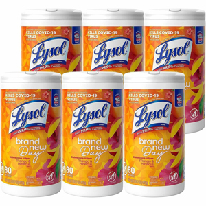 Lysol Brand New Day Disinfecting Wipes - For Multi Surface, Multipurpose - Wipe - Mango Scent - Recommended For: Germs Remover, Bacteria Remover, Virus Remover, Allergen Remover, Pet Dander Remover, Dust Mite Remover, Pollen Remover, Fungi Remover - Disin