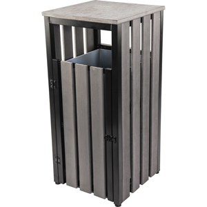 Lorell Faux Wood Outdoor Waste Bin - Rectangular - Weather Resistant - 33.6