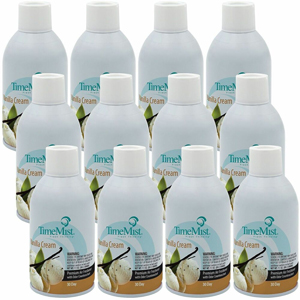 TimeMist Metered 30-Day Vanilla Cream Scent Refill - Spray - 6000 ft³ - 5.3 fl oz (0.2 quart) - Vanilla Cream - 30 Day - Long Lasting, Odor Neutralizer - 12 / Carton