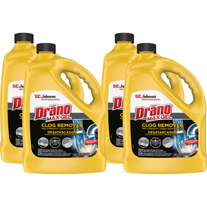 Drano Max Gel Clog Remover - Ready-To-Use - 128 oz (8 lb) - Corrosion Resistant - Clear - 4 / Carton