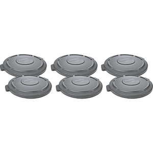 Rubbermaid Commercial Brute 20-gallon Container Lid - Round - Plastic - Gray - 6 / Carton