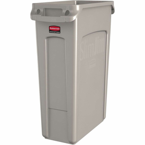 Rubbermaid Commercial Slim Jim 23-Gallon Vented Waste Containers - 23 gal Capacity - Rectangular - Durable, Handle - 30