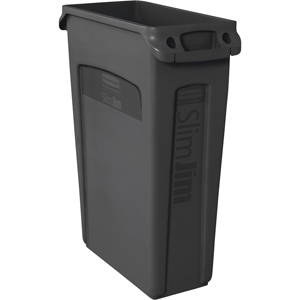 Rubbermaid Commercial Slim Jim 23-Gallon Vented Waste Containers - 23 gal Capacity - Rectangular - Durable, Handle - 30