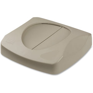 Rubbermaid Commercial Untouchable Swing Top Lid - Beige - 6 / Carton