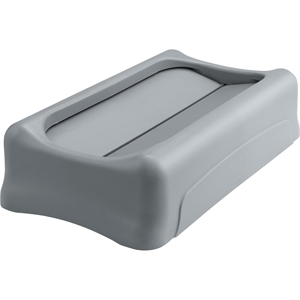 Rubbermaid Commercial Slim Jim Container Swing Lid - Rectangular - Plastic - Gray - 4 / Carton