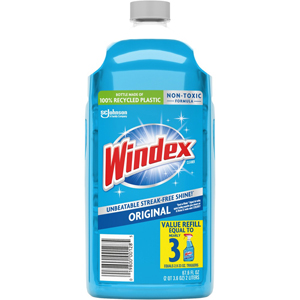 Windex Original Glass Cleaner Refill - 67.6 fl oz (2.1 quart) - Streak-free, Film-free, Phosphate-free - Blue Bottle - 6 / Carton