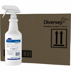 Diversey Virex Tb RTU Disinfectant Cleaner - For Multi Surface, Multipurpose - Ready-To-Use - Liquid - 32 fl oz (1 quart) - Lemon Scent - Recommended For: Bacteria Remover, Virus Remover, Fungi Remover, Norovirus, Odor Remover - Deodorize, Fast Acting - W