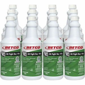 Betco GE Fight Bac RTU Disinfectant - Ready-To-Use - 32 fl oz (1 quart) - Fresh Scent - Rinse-free, Non-irritating - Clear - 12 / Carton