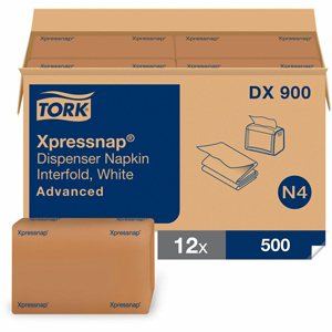 TORK Xpressnap White Dispenser Napkin N4 - 1 Ply - Interfolded - 13