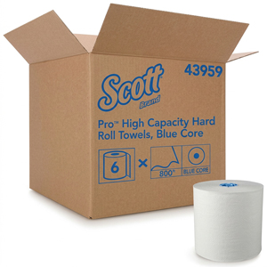 Scott Pro White Hard Roll Towels (Color Core System) - 1 Ply - 900 ft Length - 1 3/4