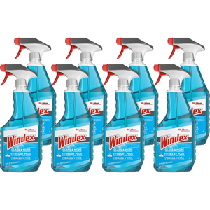 Windex Glass & More Streak-Free Cleaner - 32 fl oz (1 quart) - Streak-free, Phosphorous-free - Blue - 8 / Carton