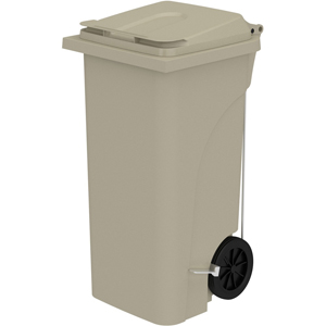 Safco 32 Gallon Plastic Step-On Receptacle - 32 gal Capacity - Foot Pedal, Lightweight, Easy to Clean, Handle, Wheels, Mobility - 37