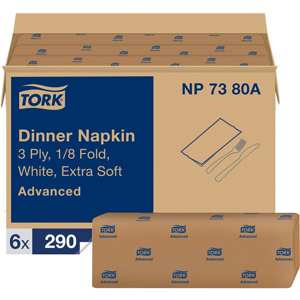 TORK Recycled Dinner Napkins - 3 Ply - 1/8 Fold - 16.13