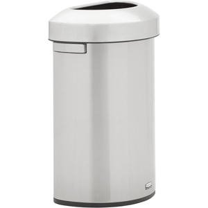 Rubbermaid Commercial Refine Half-Round Waste Container - 16 gal Capacity - Half-round - Ergonomic Handle, Non-skid, Fingerprint Resistant, Durable - 29.5