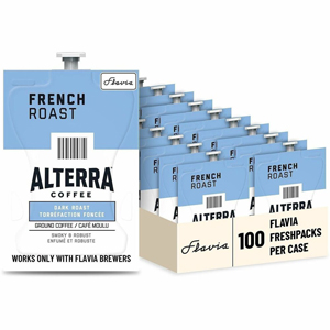 Flavia Freshpack Alterra French Roast Coffee - Compatible with Flavia Aroma, Flavia Barista, FLAVIA Creation 600, Flavia Creation 500, Flavia Creation 200, Flavia Creation 150, Flavia Creation 300 - Hot Coffee - Dark - Freshpack - French Roast, Regular - 