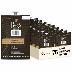 Flavia Freshpack Peet's Coffee Cafe Domingo Coffee - Compatible with Flavia Aroma, Flavia Barista, FLAVIA Creation 600, Flavia Creation 500, Flavia Creation 200, Flavia Creation 150, Flavia Creation 300 - Hot Coffee - Medium - Freshpack - Cafe Domingo - K