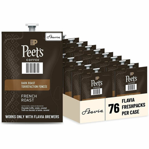 Flavia Freshpack Peet's Cafe French Roast Coffee - Compatible with Flavia Aroma, Flavia Barista, FLAVIA Creation 600, Flavia Creation 500, Flavia Creation 200, Flavia Creation 150, Flavia Creation 300 - Hot Coffee - Dark - Freshpack - French Roast - Koshe