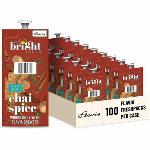 Flavia Bright Tea Co. Chai Spice Tea Herbal Tea Freshpack - Compatible with Flavia Aroma, Flavia Creation 300, FLAVIA Creation 600 - Caffeinated - Kosher - 100 / Carton