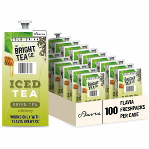 Flavia Bright Tea Co. Green Tea with Honey Iced Green Tea Freshpack - Compatible with Flavia Creation 300 with Chill Refresh Module, Flavia Creation 600 with Chill Module - Caffeinated - Kosher - 100 / Carton