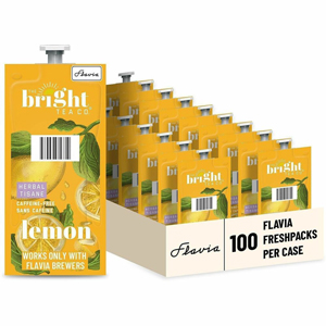 Flavia Bright Tea Co. Lemon Herbal Tea Herbal Tea Freshpack - Compatible with Flavia Aroma, Flavia Creation 300, FLAVIA Creation 600 - Caffeine-free - Kosher - 100 / Carton