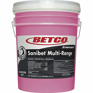 Betco Symplicity Sanibet MultiRange Sanitizer - Concentrate - 640 fl oz (20 quart) - Fragrance-free, Disinfectant, Deodorize, Rinse-free, Versatile - Pink - 1 Each