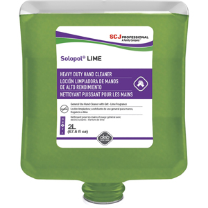 SC Johnson Solopol Medium Heavy-Duty Hand Wash - Lime Scent - 2.11 quart - Cartridge Dispenser - Grease Remover, Oil Remover, Soil Remover, Dirt Remover, Grime Remover - Hand, Industrial, Automotive - Moisturizing - Green - Heavy Duty, Solvent-free, Non-a
