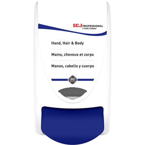 SC Johnson Cleanse Hand, Hair and Body Dispenser - Manual - 1.06 quart Capacity - Hygienic, Push Button, Anti-bacterial, Wear Resistant, Site Window, Locking Mechanism - White - 1 Each