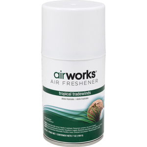 AirWorks Metered Aerosol Air Fresheners - Spray - 6000 ft³ - 7 fl oz (0.2 quart) - Tropical Tradewind - Wall Mountable - 12 / Carton