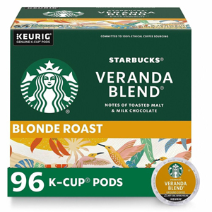 Starbucks K-Cup Veranda Blend Coffee - Compatible with Keurig Brewer - Light - K-Cup - Veranda Blend - 24/Box - 4 / Carton